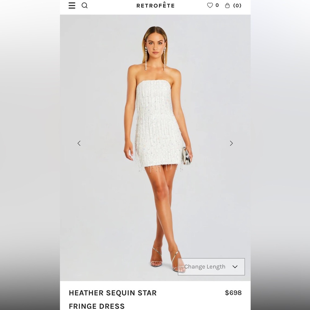 Retrofete Cream Strapless Sequin Dress